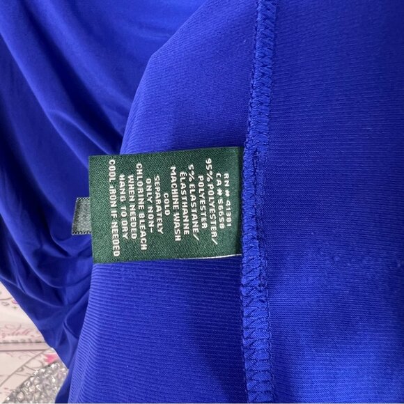 Ralph Lauren dress cinching swoop style Royal Blue Draped Midi Dress stunning - Picture 7 of 8